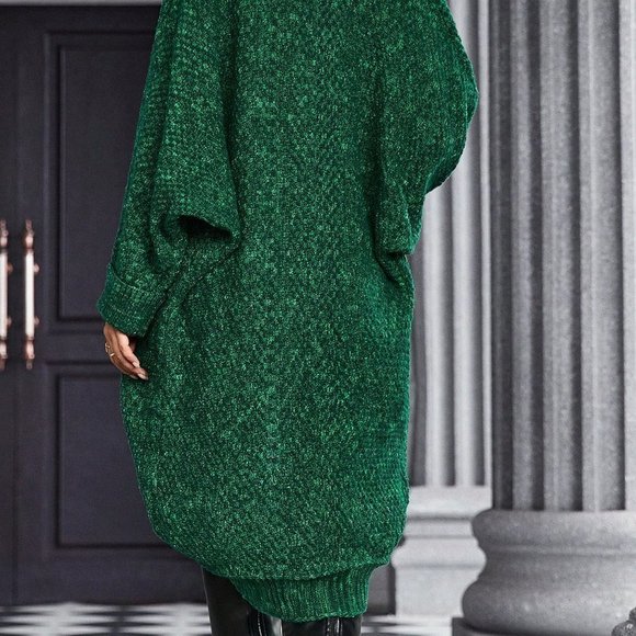 Green Casual Womens Batwing Sleeve Open Front Cardigan - Picture 2 of 6